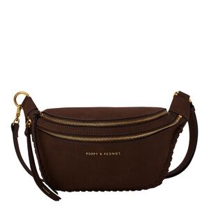 Poppy & Peonies Chocolate Brown Leather Crossbody Bag